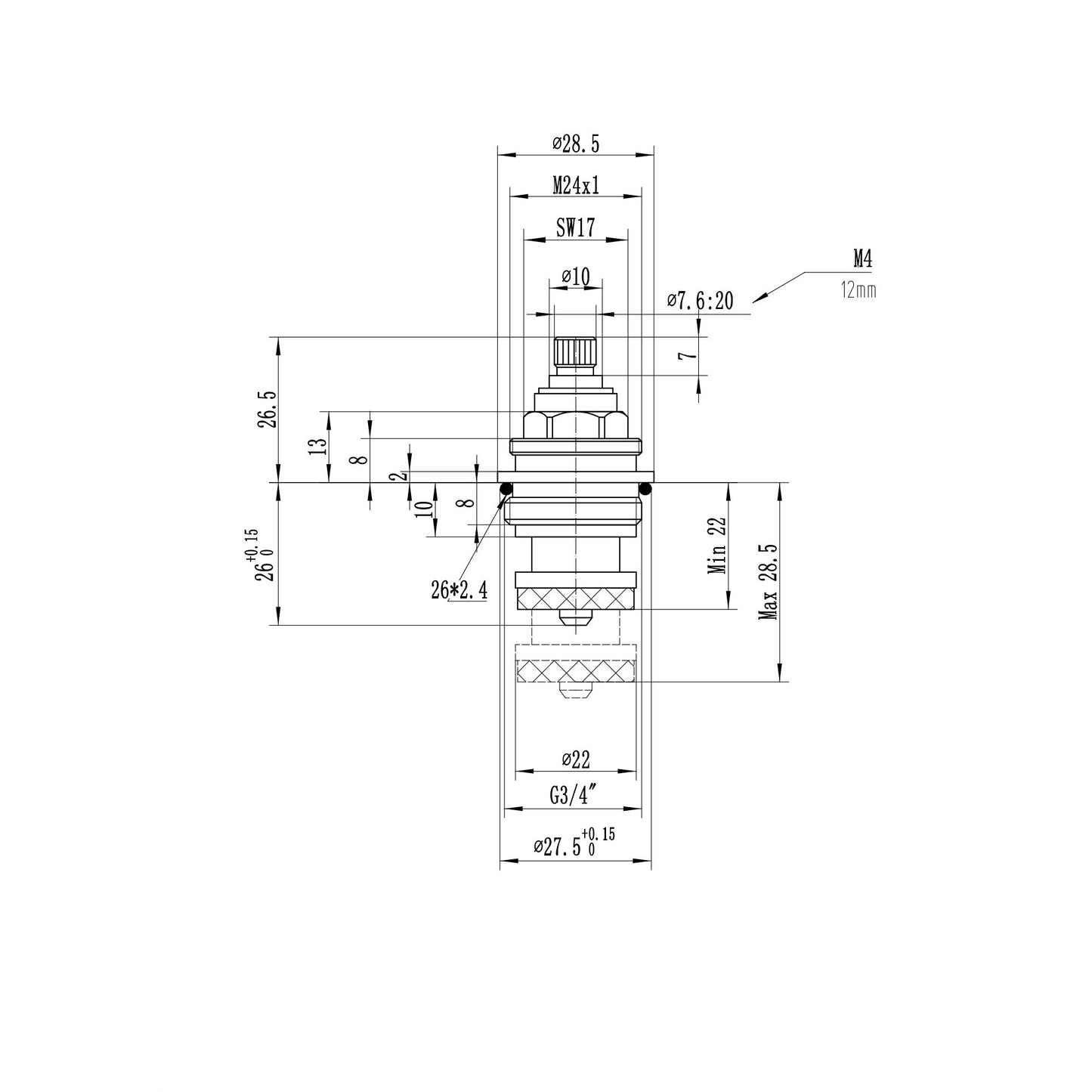 Brass 3/4" single valve - bath mixer or bath shower mixer Camberley, Beaumont
