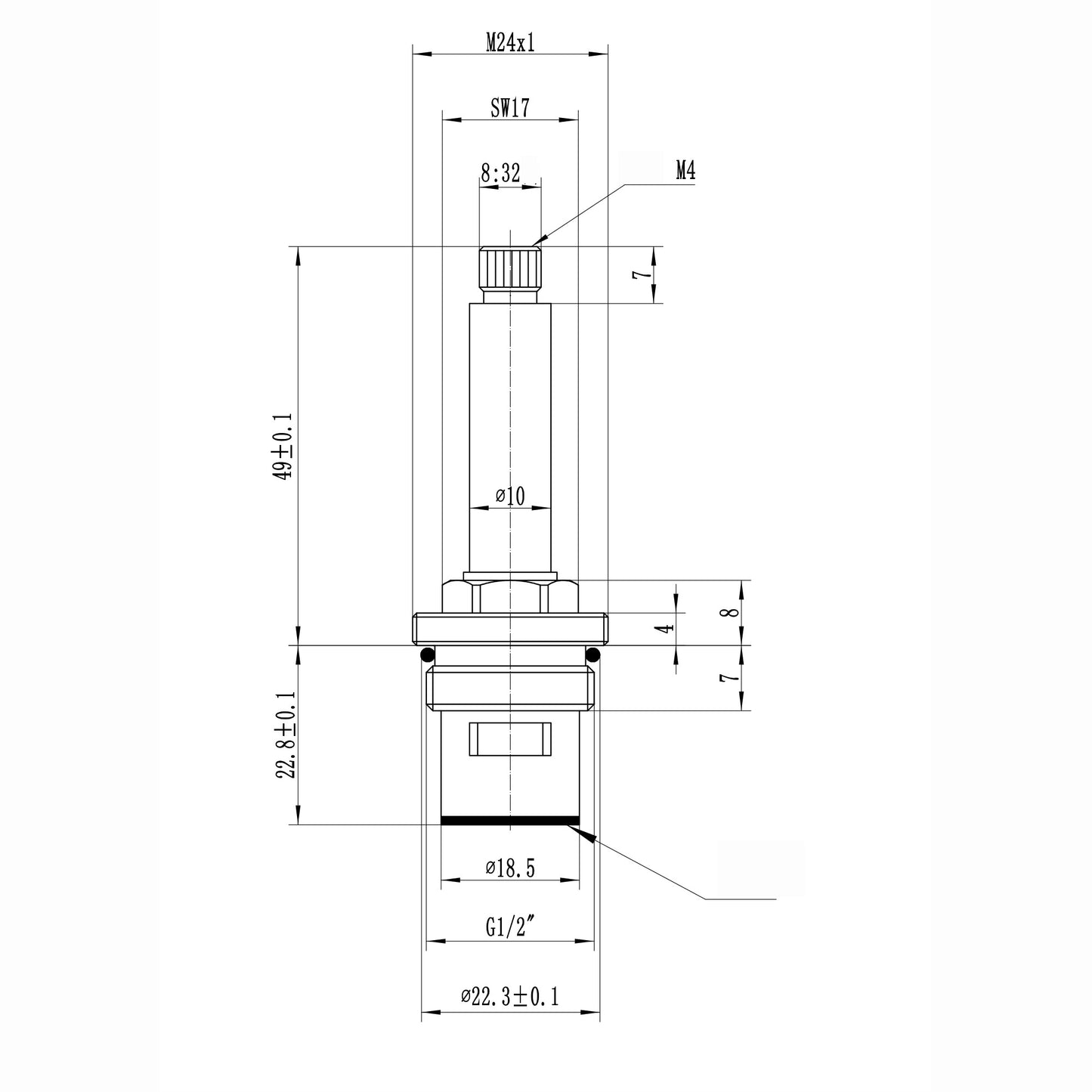 Brass 1/2" single valve - basin mixer, twin basin, twin bath, bath mixer tap, (not bidet) Downton - COLD