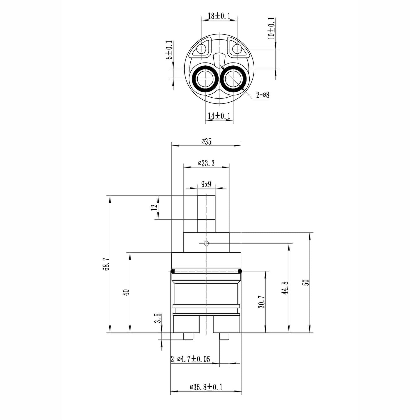 Buy Ceramic disc cartridge valve 35mm high foot - Velar Online UK | HOUSE OF ENKI