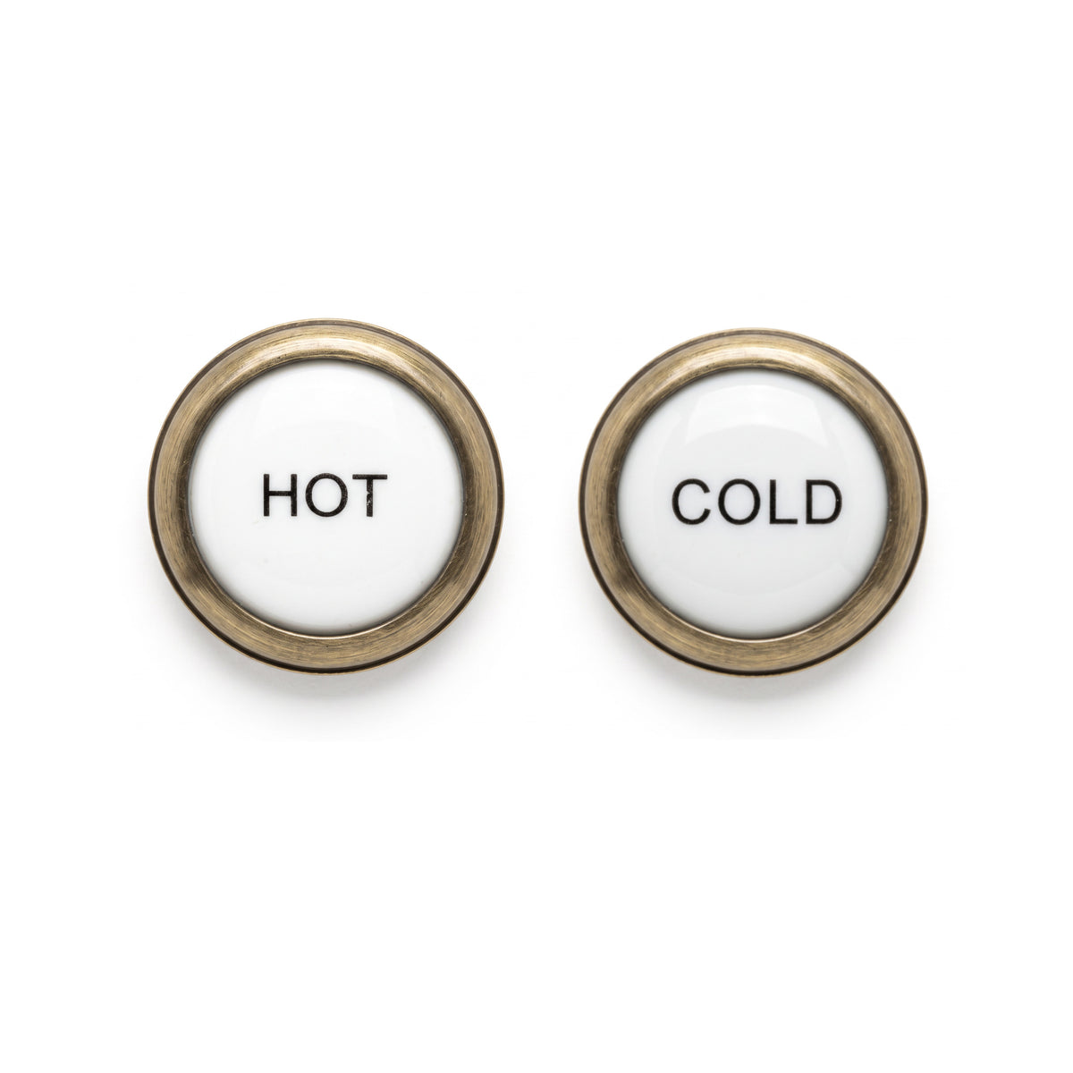 Pair of HOT & COLD ceramic indicators with retainers for handles BT3203, BT3206, BT3208, BT3213 Camberley - antique brass