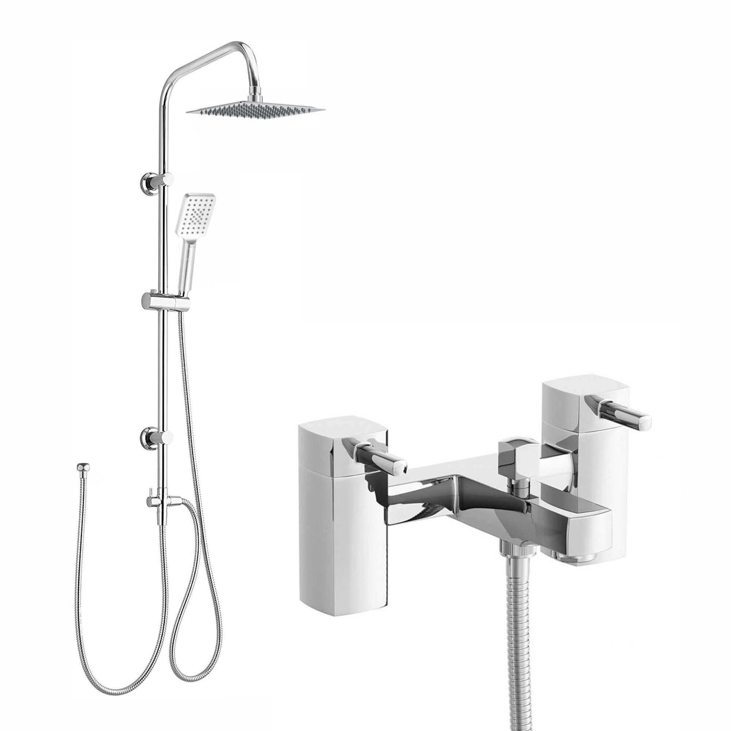 Buy Stella bath shower mixer tap with dual rigid riser - chrome Online UK | HOUSE OF ENKI
