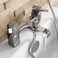 Buy Stella bath shower mixer tap with dual rigid riser - chrome Online UK | HOUSE OF ENKI