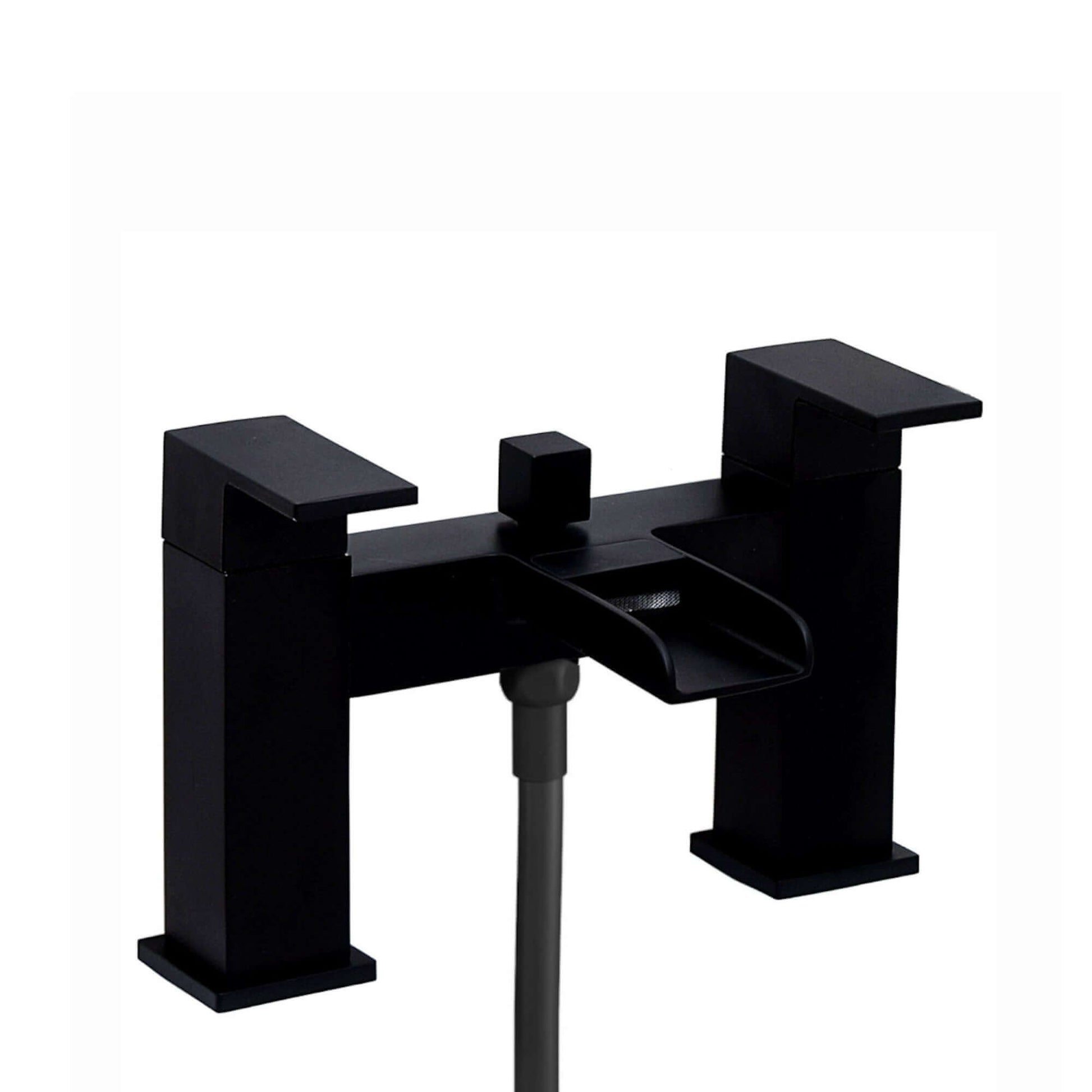 Buy Matt Black Bath Shower Mixer Tap (Plaza - With Dual Rigid Riser) Online UK | HOUSE OF ENKI