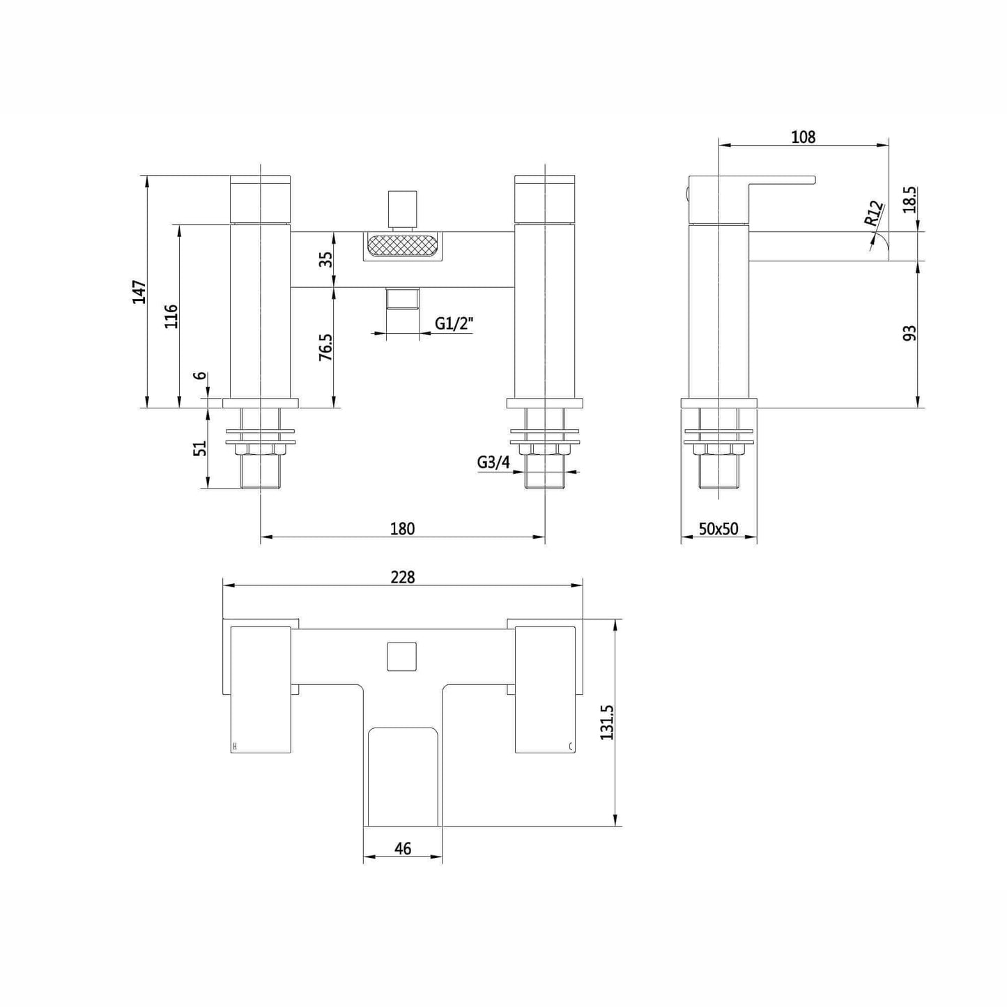 Buy Matt Black Bath Shower Mixer Tap (Plaza - With Dual Rigid Riser) Online UK | HOUSE OF ENKI