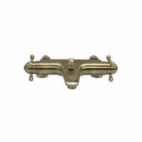 Gallant thermostatic bath shower bar mixer valve deck mounted with dual rigid riser kit, overhead rain shower and handheld - antique brass