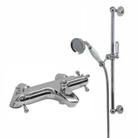 Buy Gallant traditional thermostatic bath shower bar mixer valve deck mounted with slider rail kit - chrome Online UK | HOUSE OF ENKI