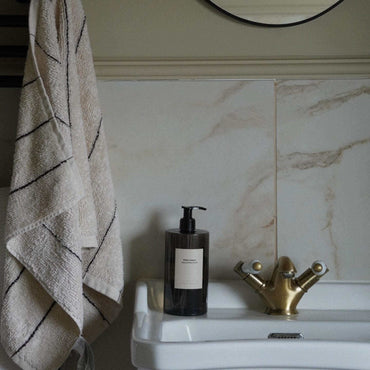 Buy Downton basin mixer tap with white ceramic levers + slotted waste - antique brass Online UK | HOUSE OF ENKI