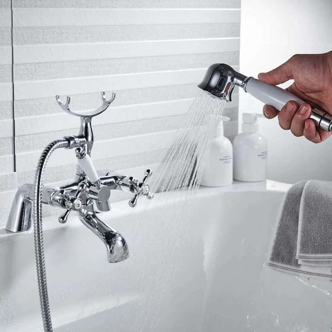 Buy Beaumont Chrome Traditional Bath Shower Mixer Tap Crosshead Online UK | HOUSE OF ENKI