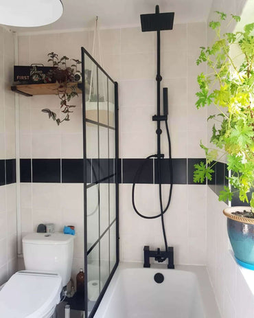 Buy Plaza bundle incl. bath shower mixer tap with dual riser rail, basin mixer, bath and basin wastes - matt black Online UK | HOUSE OF ENKI