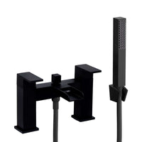Plaza square waterfall bath shower mixer tap filler - matt black