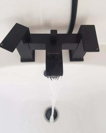 Buy Plaza square waterfall bath shower mixer tap filler - matt black online UK