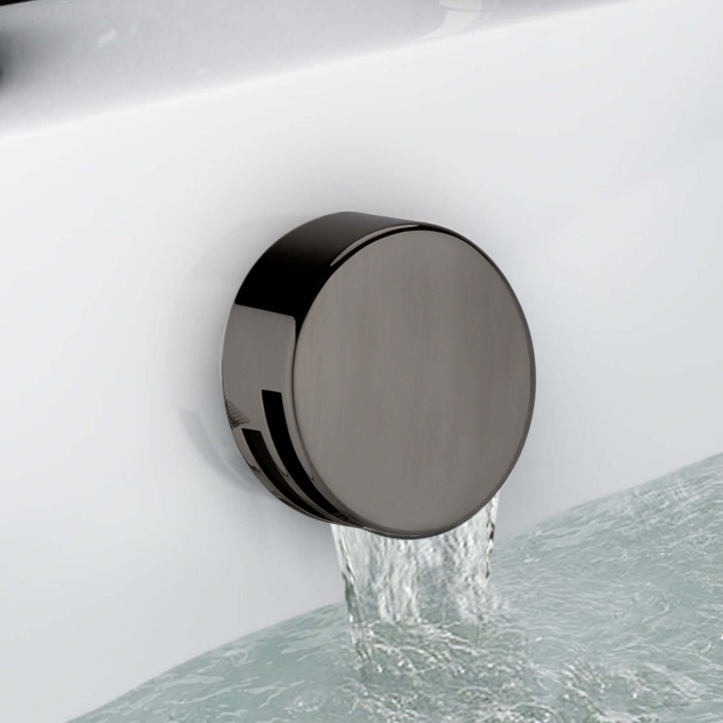 Buy Round overflow bath filler with 3/4" deck bath side valves (pair) - gunmetal grey Online UK | HOUSE OF ENKI