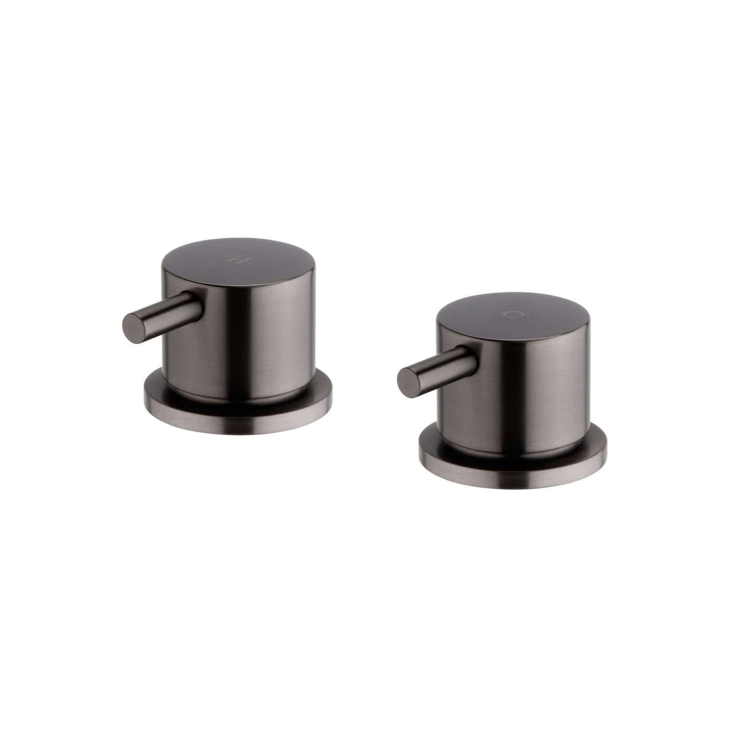 Buy Round overflow bath filler with 3/4" deck bath side valves (pair) - gunmetal grey Online UK | HOUSE OF ENKI