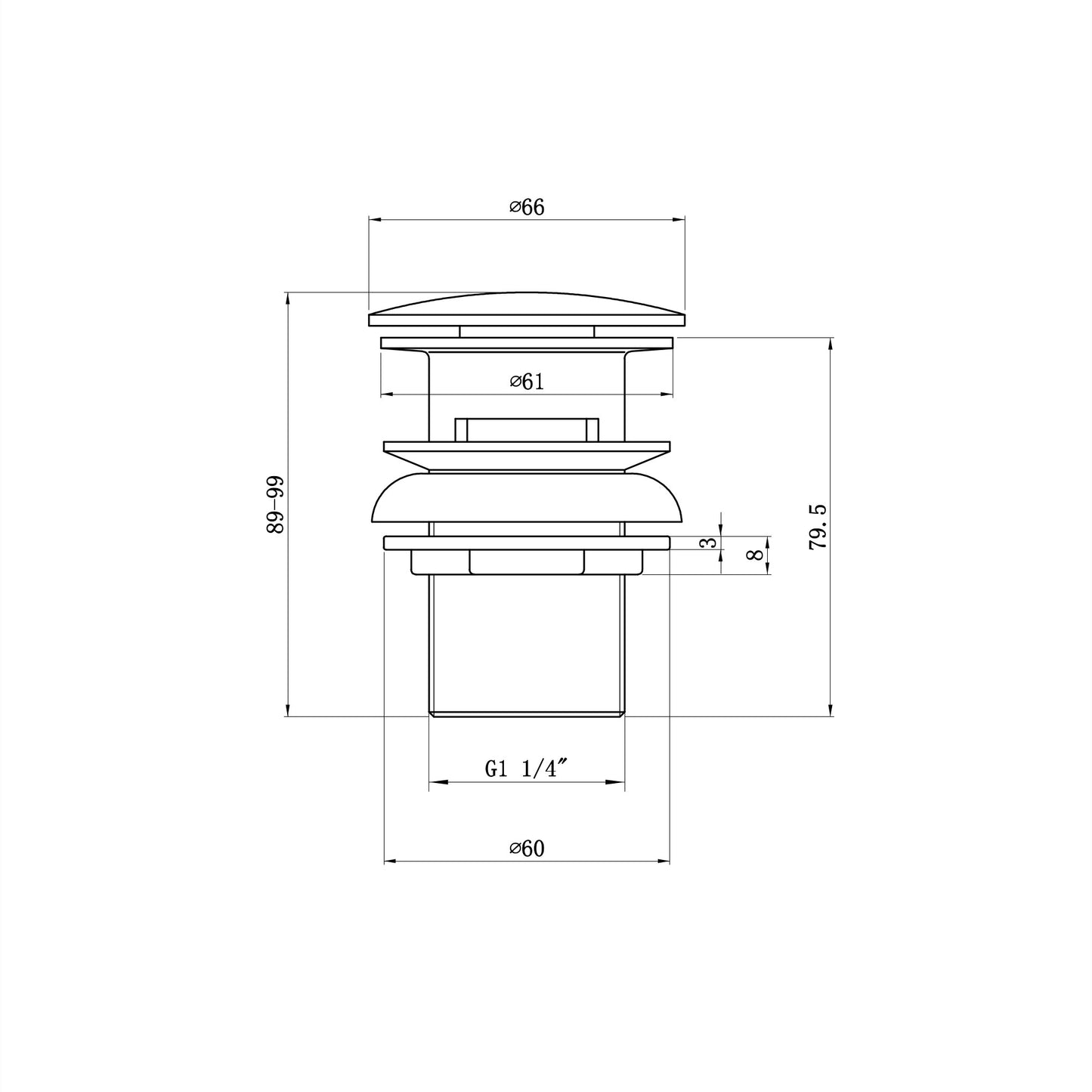 Athena contemporary square basin sink mixer tap + slotted waste - gunmetal grey