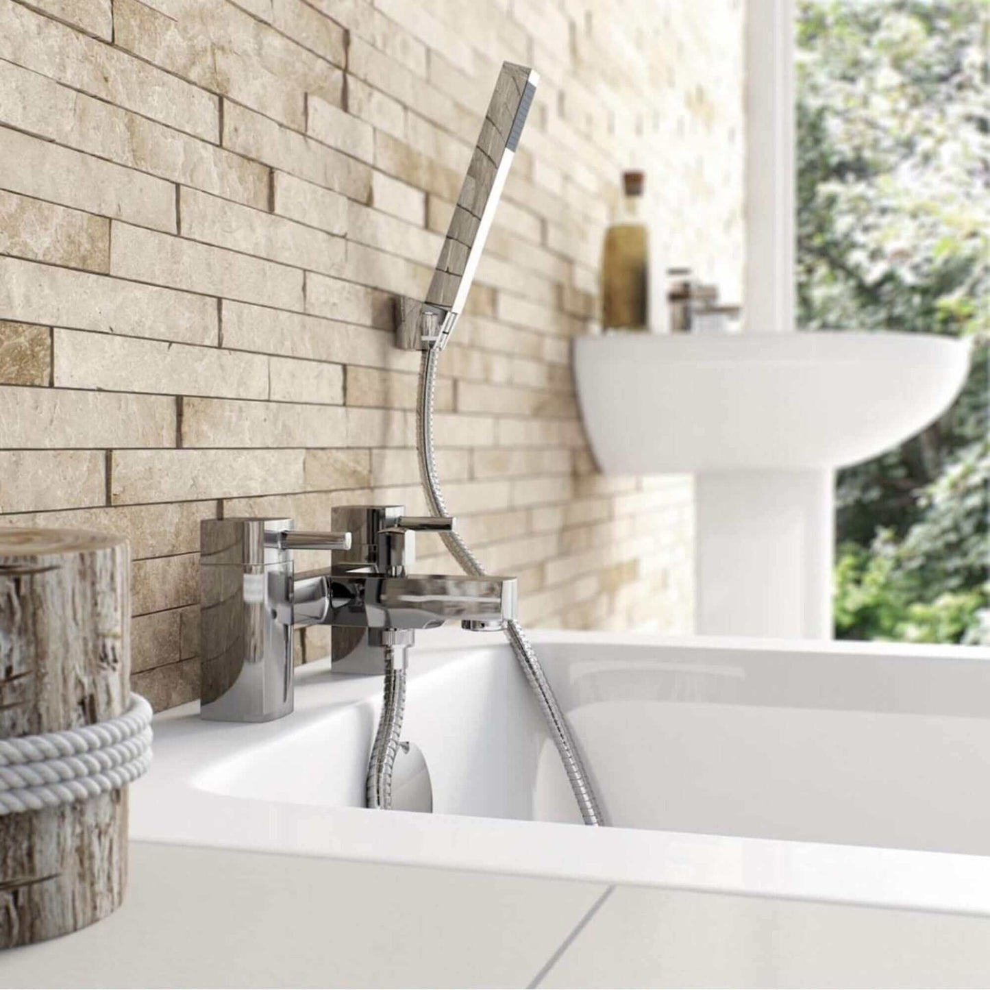 Buy Stella contemporary bath shower mixer filler tap angular shape - chrome Online UK | HOUSE OF ENKI
