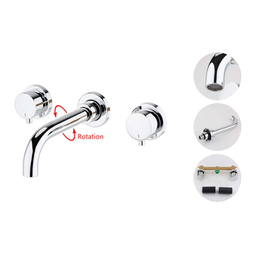 Buy Zara contemporary wall mounted basin mixer tap (3TH) - chrome Online UK | HOUSE OF ENKI