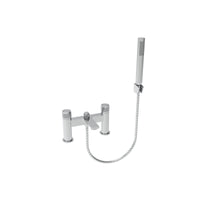 Hoxton bath shower mixer with knurling push button - chrome
