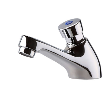 Buy Ergo non concussive basin single pillar tap time adjustable - chrome (hot & cold indicators) Online UK | HOUSE OF ENKI