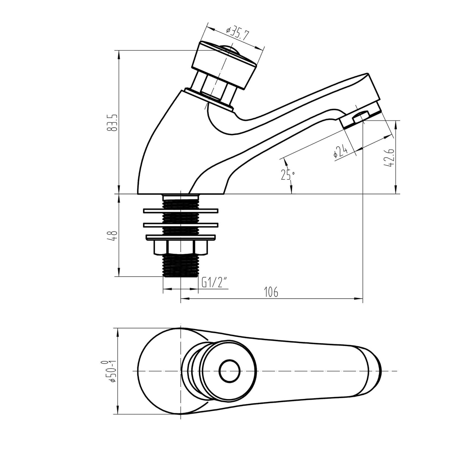 Buy Ergo non concussive basin single pillar tap time adjustable - chrome (hot & cold indicators) Online UK | HOUSE OF ENKI