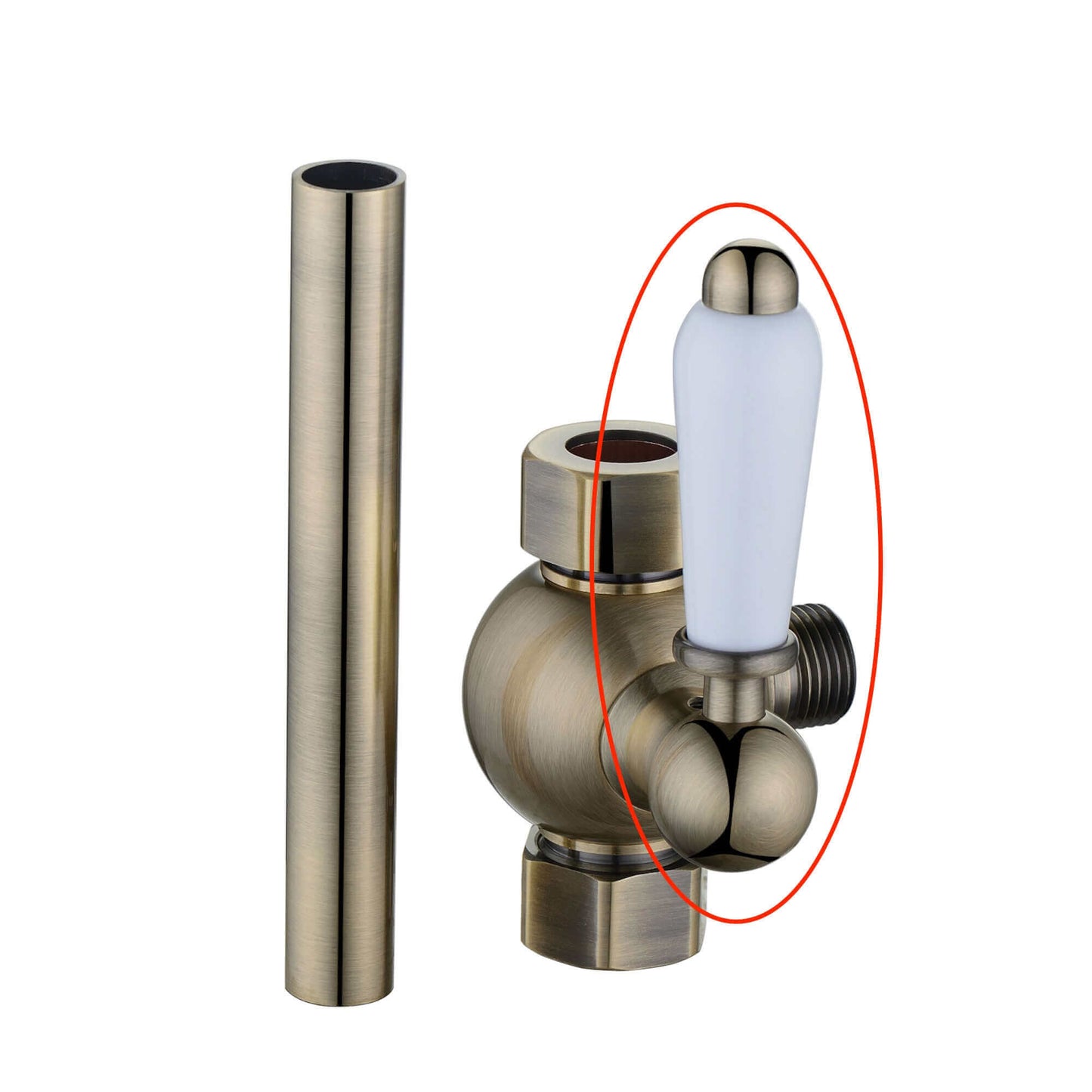 Buy Replacement white ceramic lever with housing and grub screw for D05 - antique brass online UK