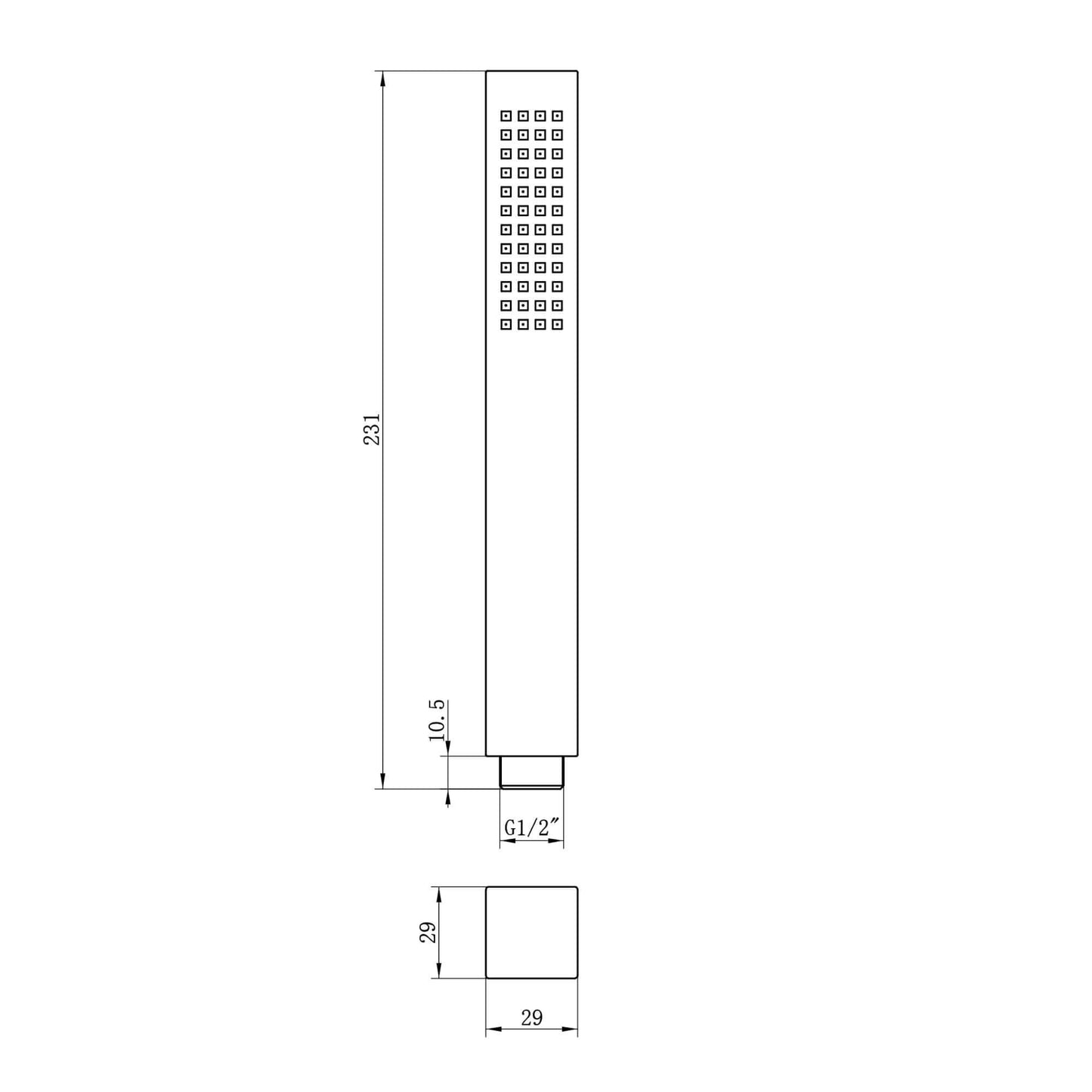 Buy Square pencil design hand shower modern - black online UK