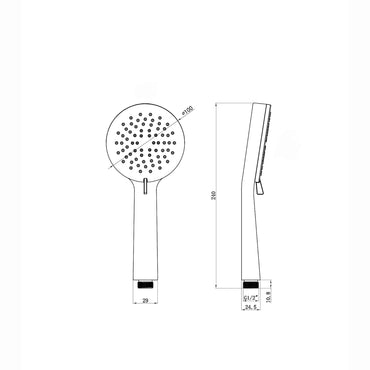 Modern round multi function hand shower 3 setting - gunmetal grey