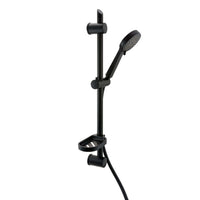 Adjustable Shower Slider Riser Rail Kit With 3 Setting Shower Head, Hose and Soap Holder - Black