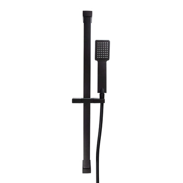 Buy Square contemporary shower slider riser rail kit with handset and hose - black Online UK | HOUSE OF ENKI