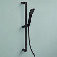 Buy Square contemporary shower slider riser rail kit with handset and hose - black Online UK | HOUSE OF ENKI