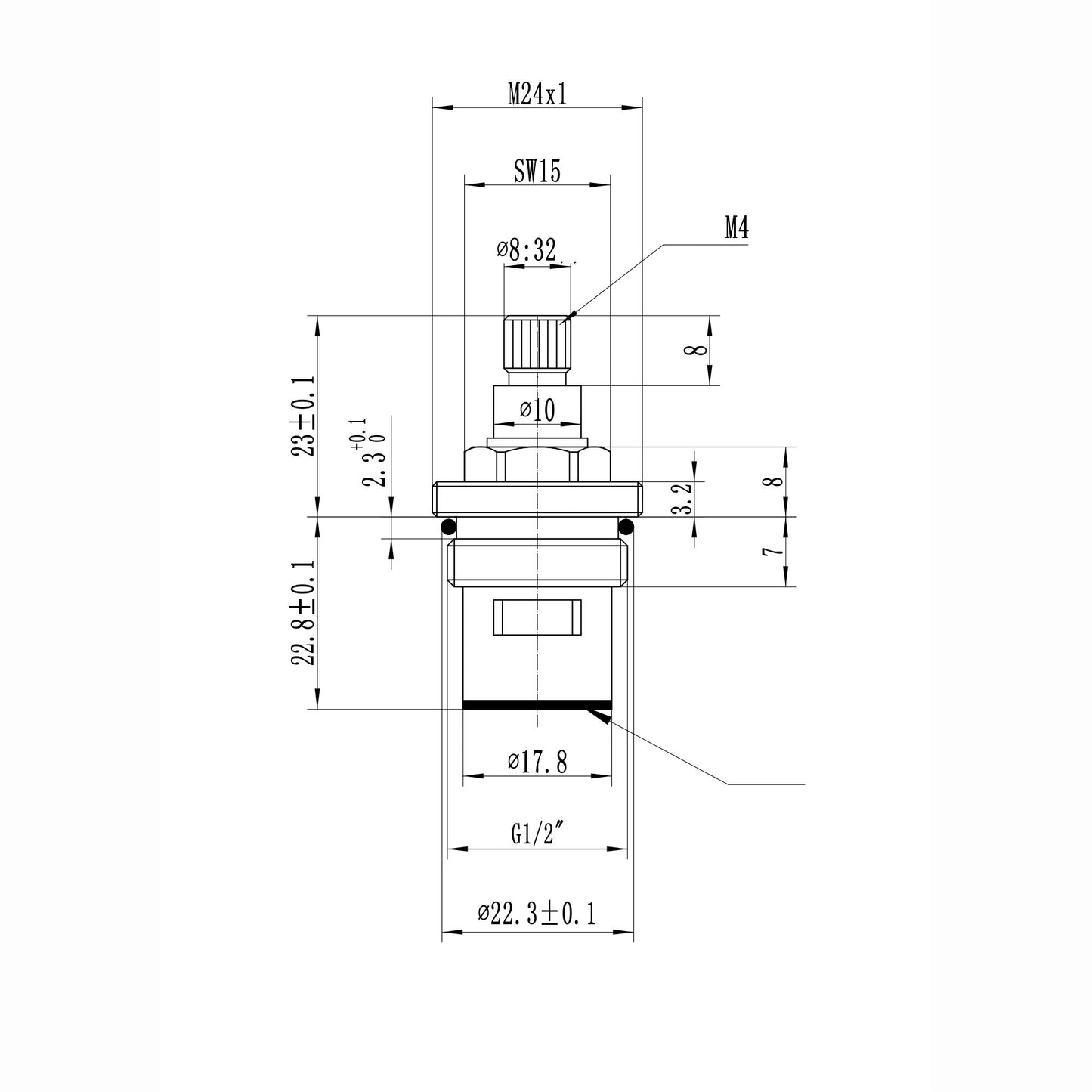 Ceramic disc brass valve 1/2", quarter turn - Astbury, Brompton - COLD