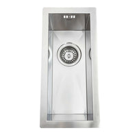 Zero 210mm x 450mm 0.5 bowl undermount or topmount kitchen sink with overflow - brushed stainless steel