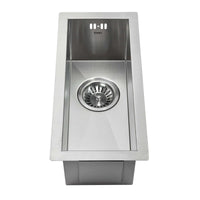 Zero 210mm x 450mm 0.5 bowl undermount or topmount kitchen sink with overflow - brushed stainless steel