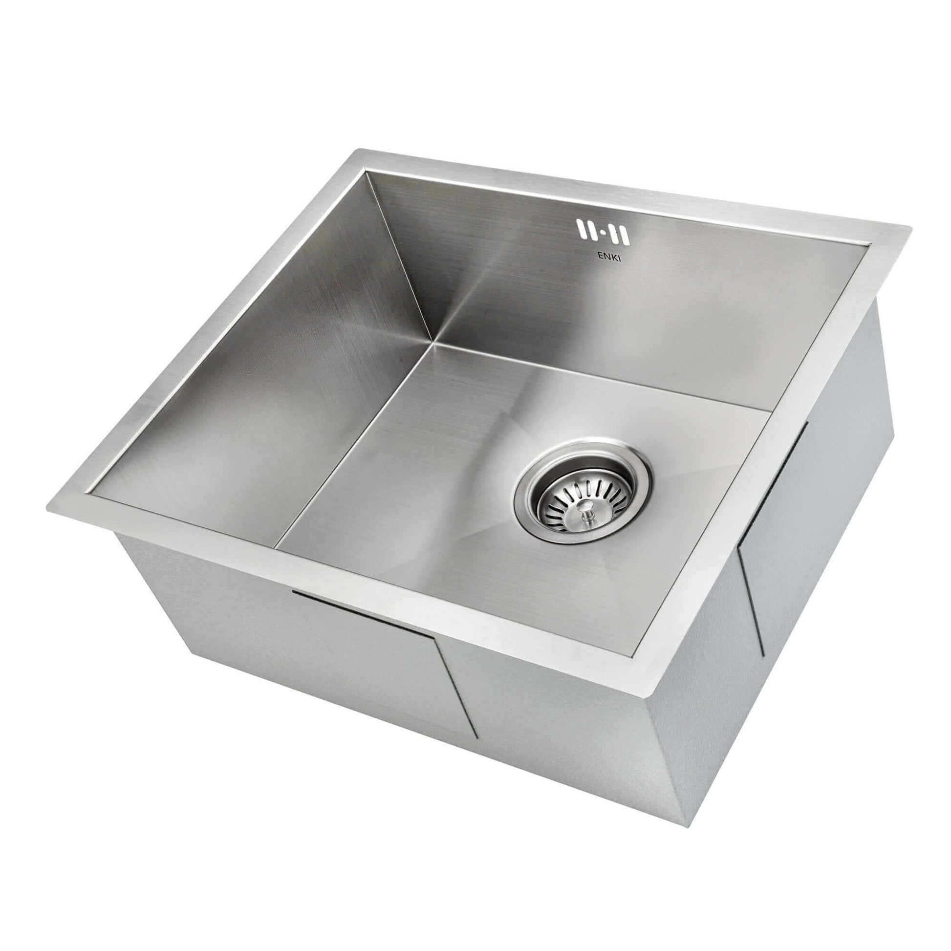 Buy Axia 500mm x 430mm 1.0 bowl undermount or topmount kitchen sink with overflow - brushed stainless steel Online UK | HOUSE OF ENKI