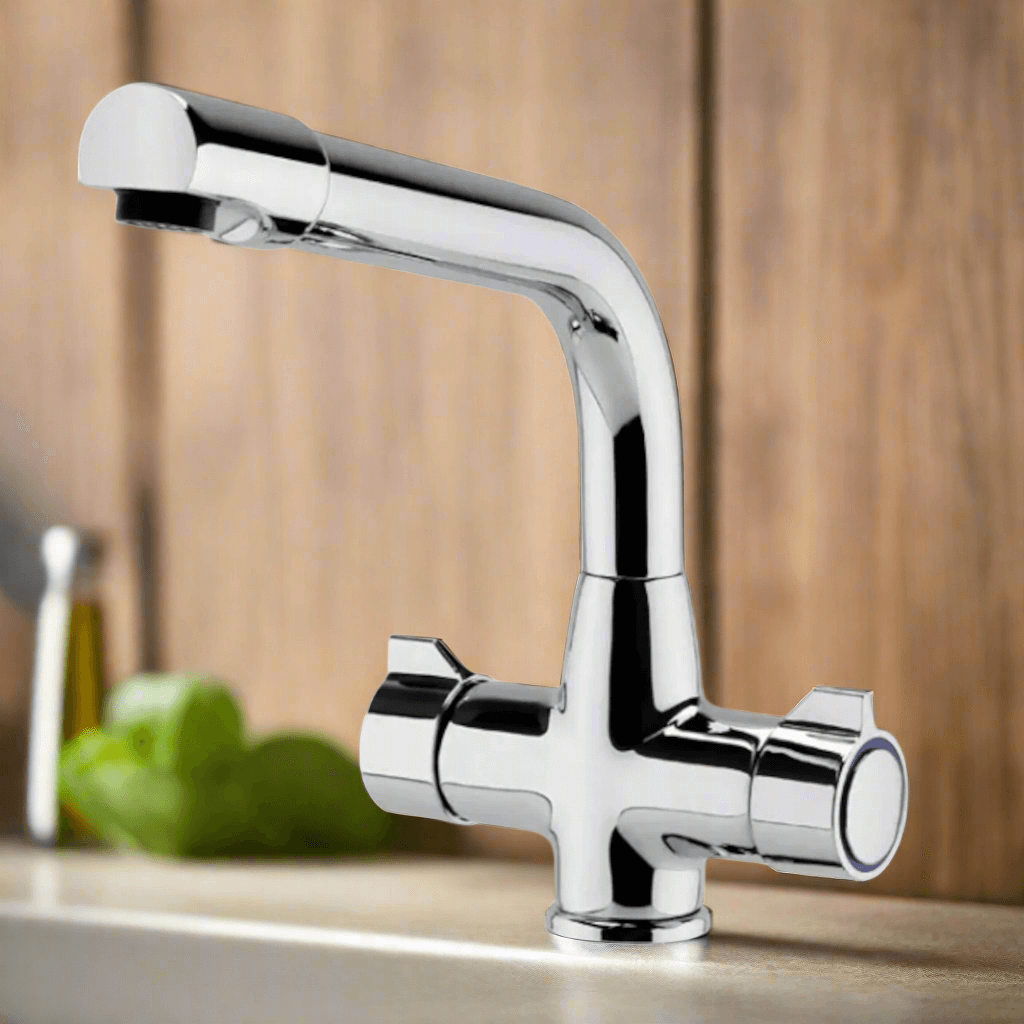 Buy Alpha dual flow kitchen sink tap twin lever - chrome Online UK | HOUSE OF ENKI