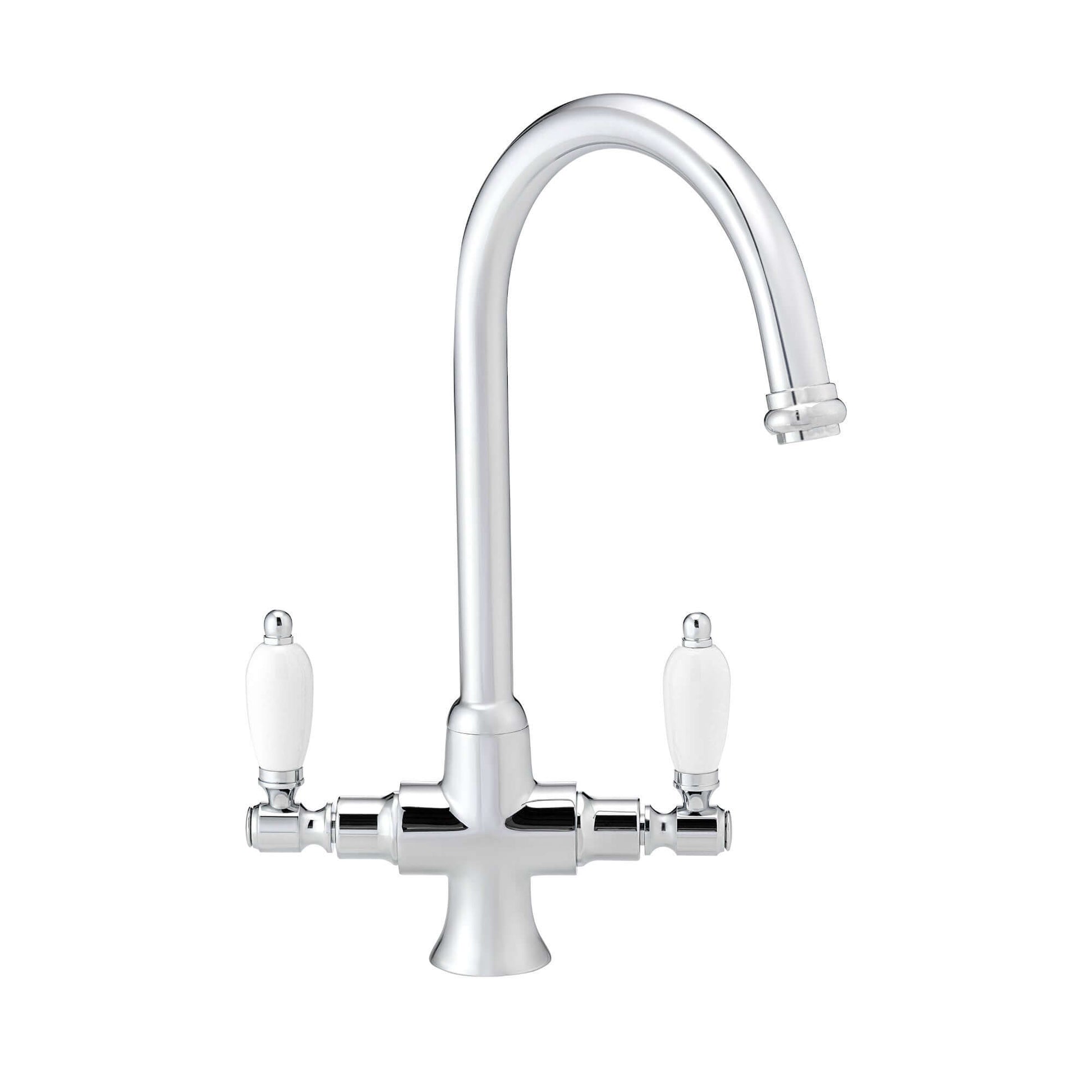 Buy Dorchester Georgian dual flow kitchen sink tap with twin white levers - chrome Online UK | HOUSE OF ENKI
