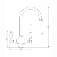 Buy Dorchester Georgian dual flow kitchen sink tap with twin white levers - brushed nickel Online UK | HOUSE OF ENKI