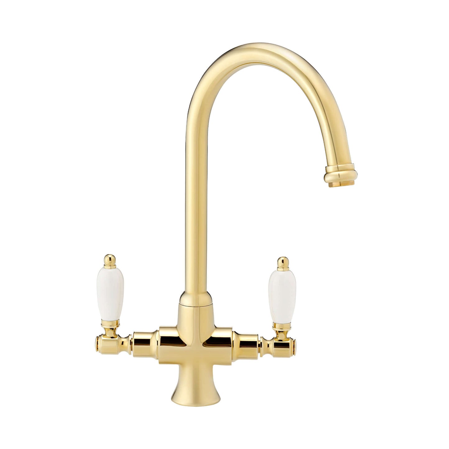 Buy Dorchester Georgian dual flow kitchen sink tap with twin white levers - gold Online UK | HOUSE OF ENKI
