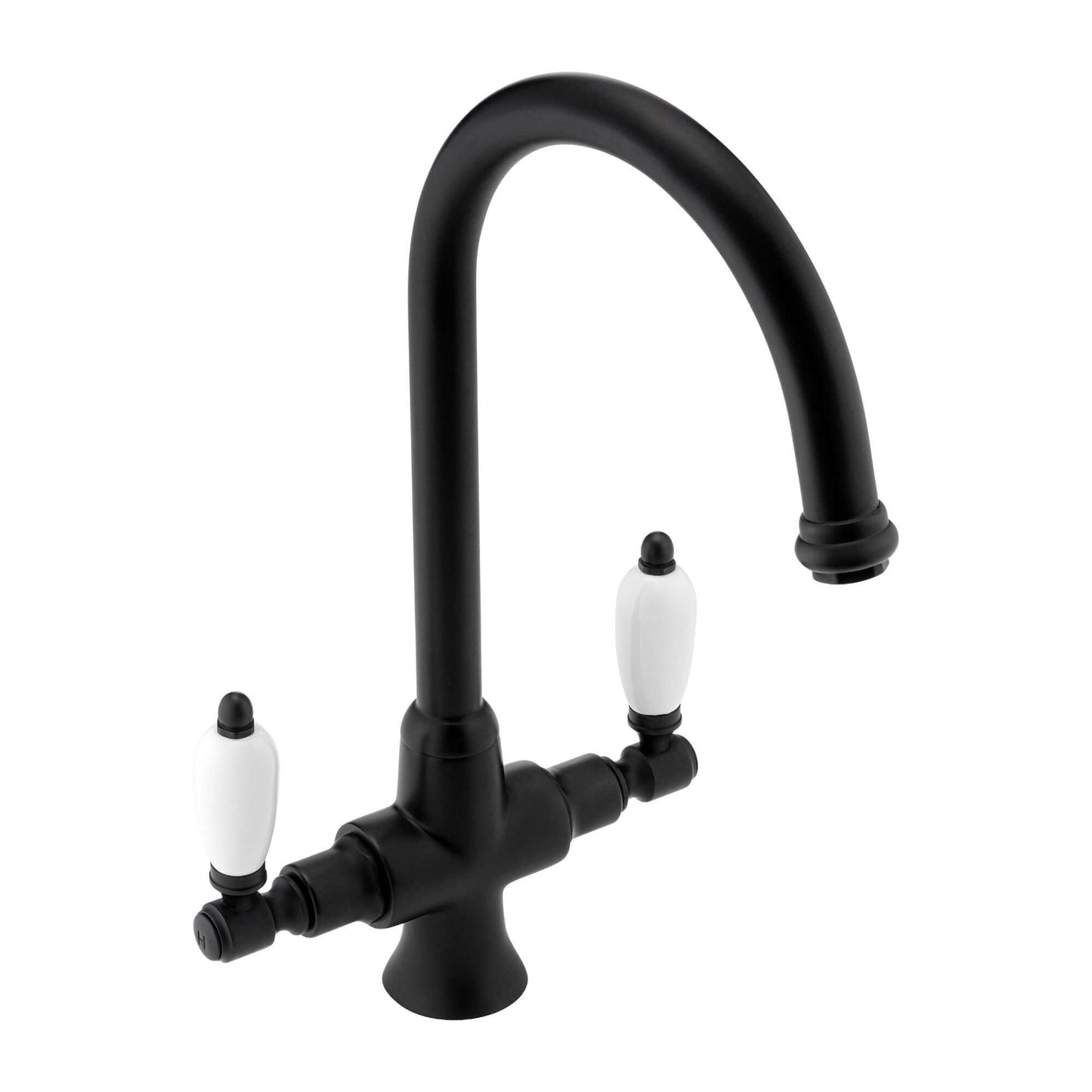 Buy Dorchester Georgian dual flow kitchen sink tap with twin white levers - black Online UK | HOUSE OF ENKI