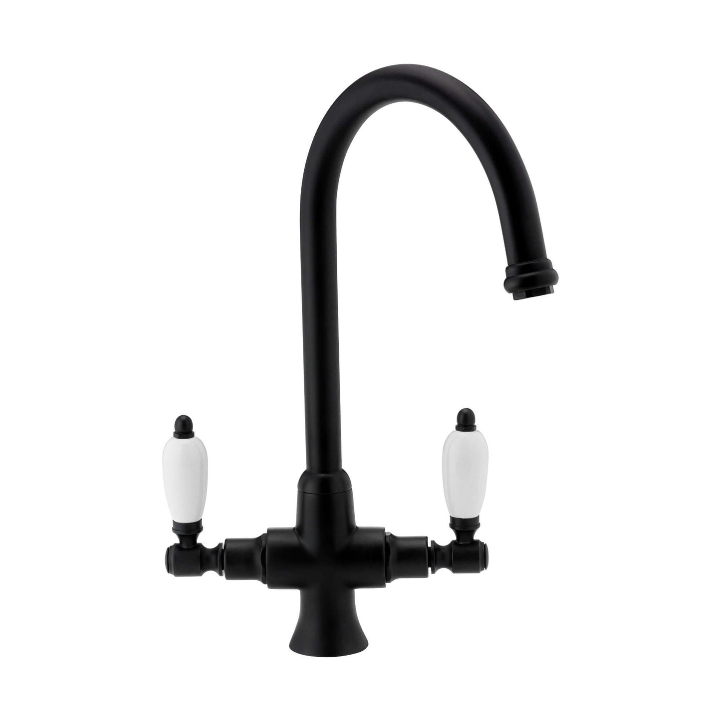 Buy Dorchester Georgian dual flow kitchen sink tap with twin white levers - black Online UK | HOUSE OF ENKI
