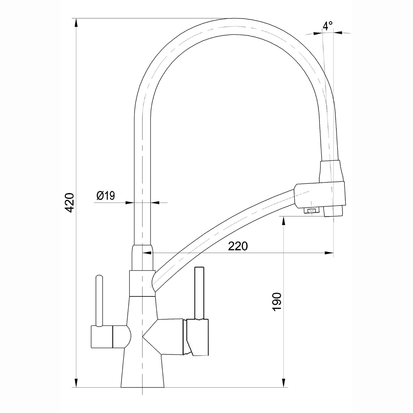 Geneva contemporary pull out 3 way kitchen sink filter mixer tap - brushed nickel