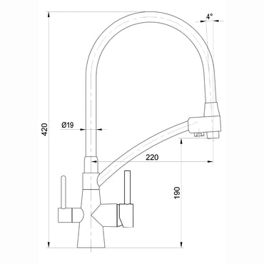 Geneva contemporary pull out 3 way kitchen sink filter mixer tap - brushed nickel