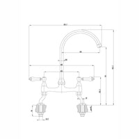 Buy Astbury traditional bridge kitchen mixer tap with white ceramic levers deck mounted - brushed nickel Online UK | HOUSE OF ENKI