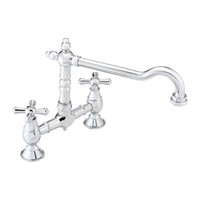 Buy Langley traditional bridge kitchen sink mixer tap colonial crosshead - chrome Online UK | HOUSE OF ENKI