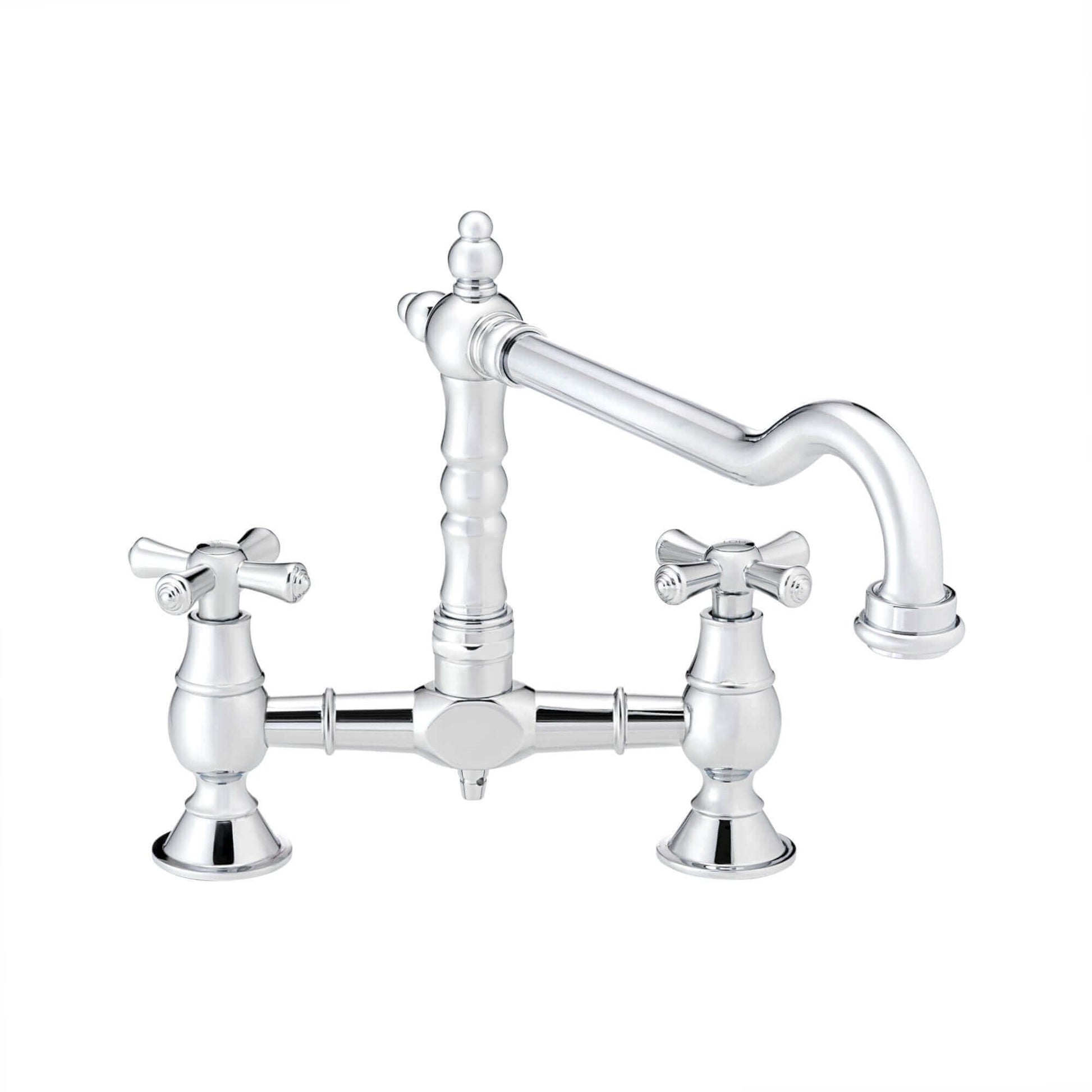 Buy Langley traditional bridge kitchen sink mixer tap colonial crosshead - chrome Online UK | HOUSE OF ENKI