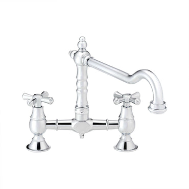 Buy Langley traditional bridge kitchen sink mixer tap colonial crosshead - chrome Online UK | HOUSE OF ENKI