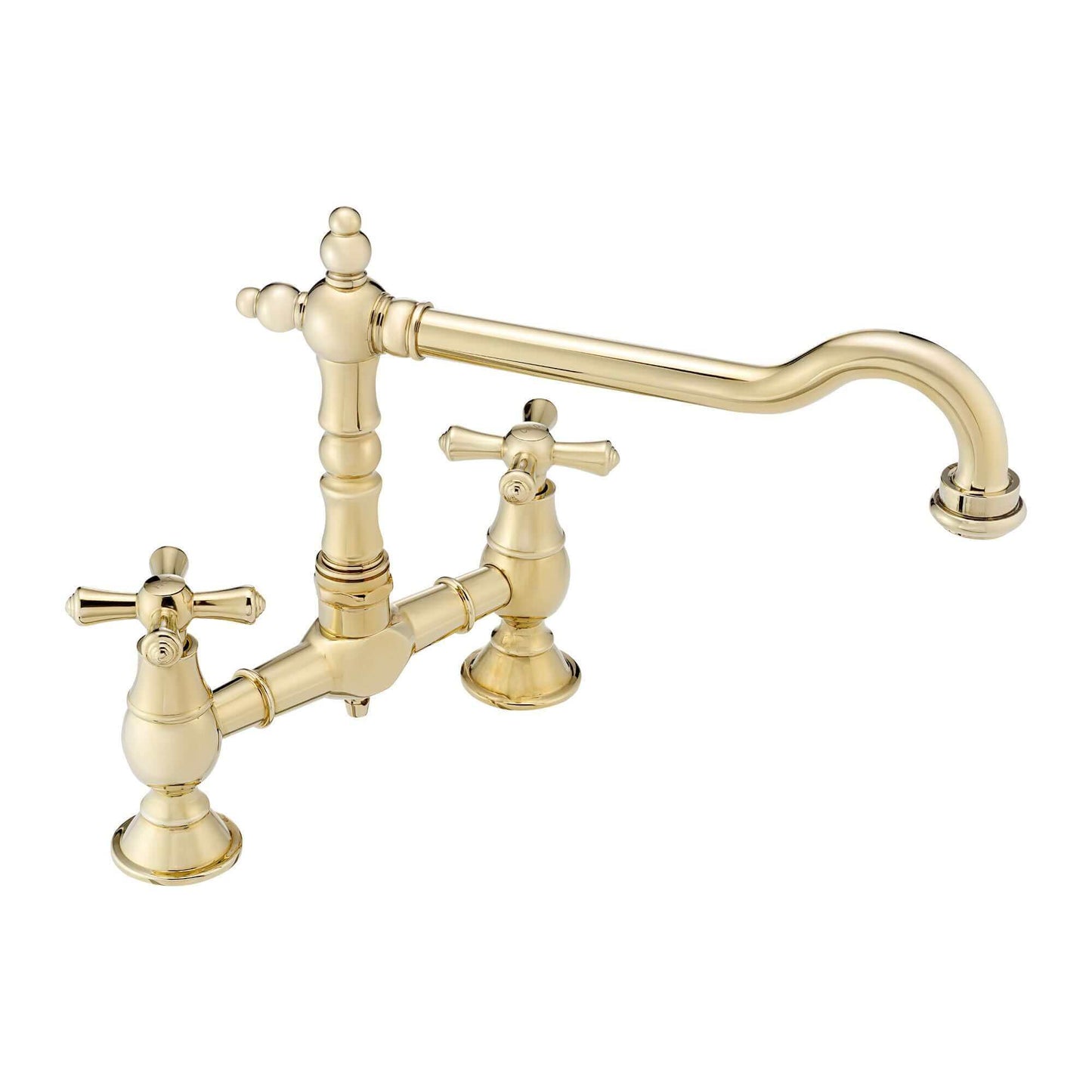 Buy Langley traditional bridge kitchen sink mixer tap colonial crosshead - gold Online UK | HOUSE OF ENKI