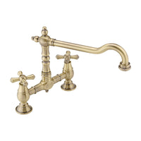 Buy Langley traditional bridge kitchen sink mixer tap colonial crosshead - antique brass Online UK | HOUSE OF ENKI