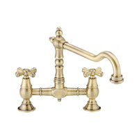 Buy Langley traditional bridge kitchen sink mixer tap colonial crosshead - antique brass Online UK | HOUSE OF ENKI