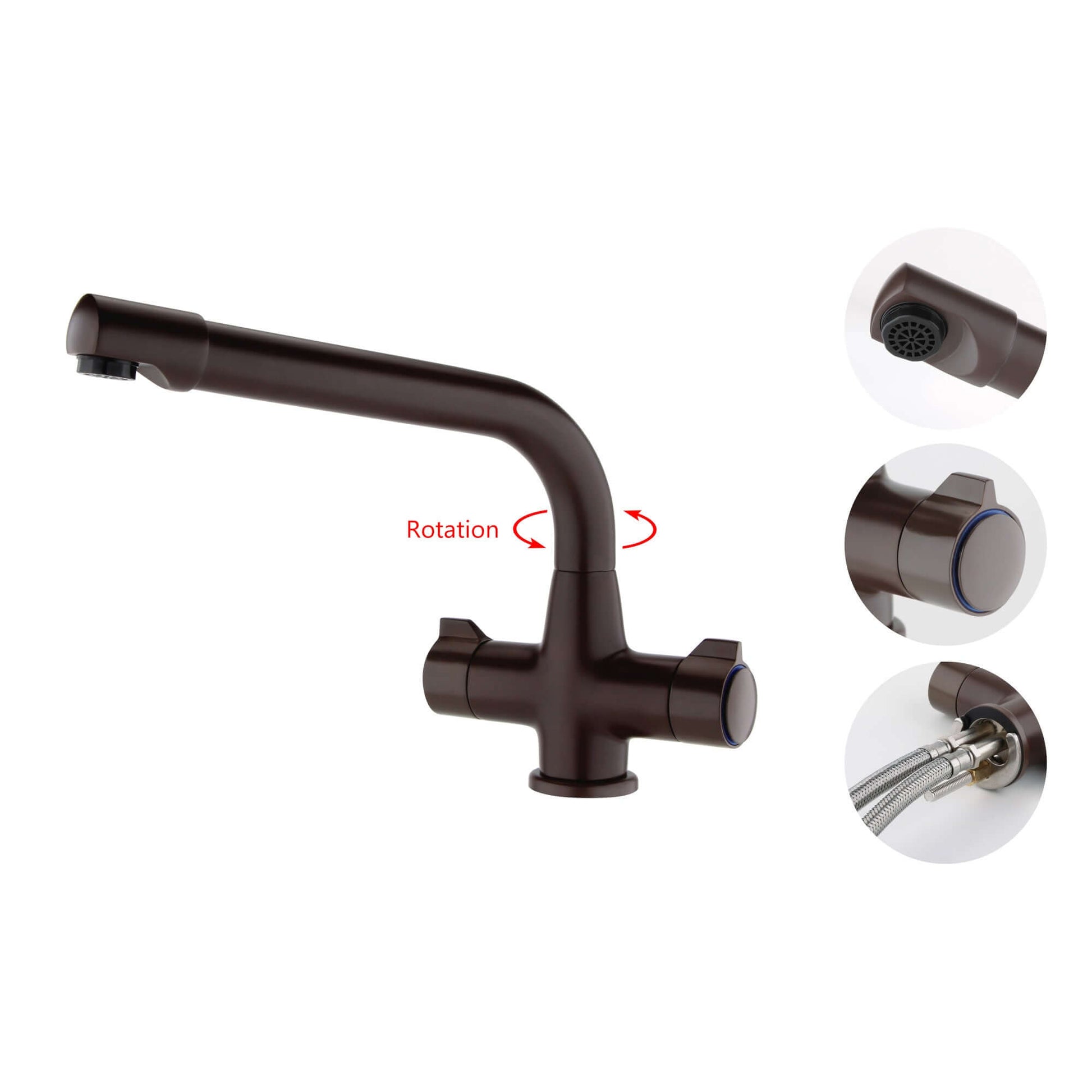 Buy Alpha dual flow kitchen sink tap twin lever - brown Online UK | HOUSE OF ENKI