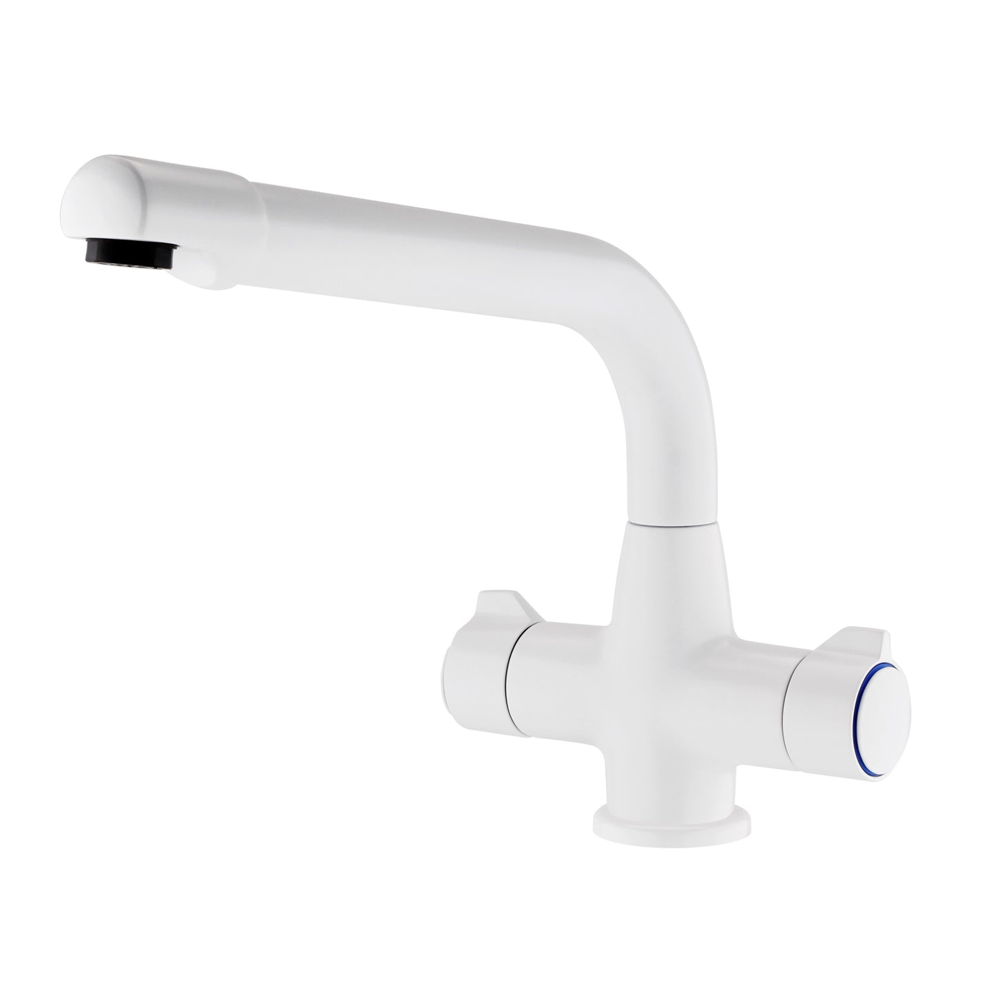 Alpha dual flow kitchen sink tap twin lever - white
